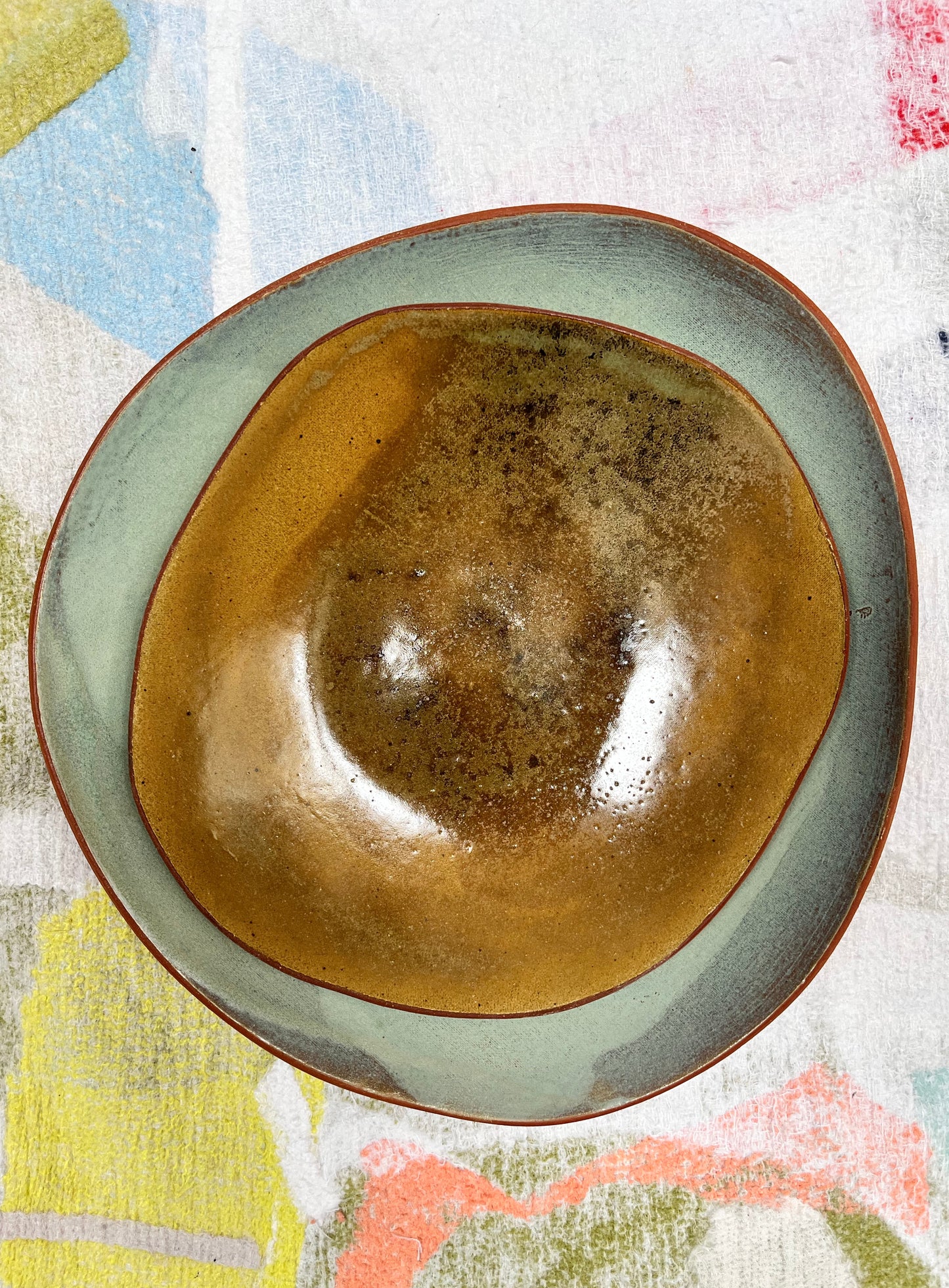 duo de pratinhos rasos café com leite
