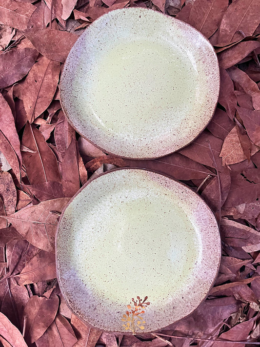 coleção cicatrizes | duo de pratinhos rasos avocado